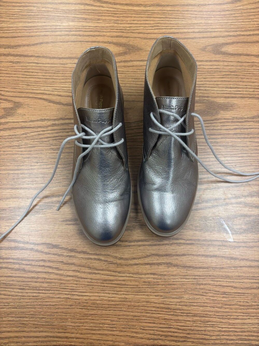 Hush puppies silver tied boots/ ankle booties